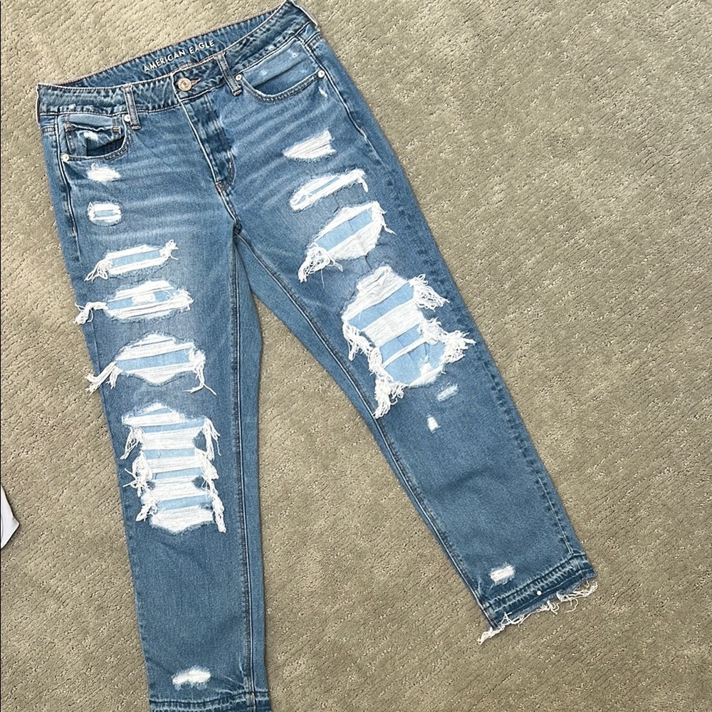 Distressed American Eagle Blue Jeans
